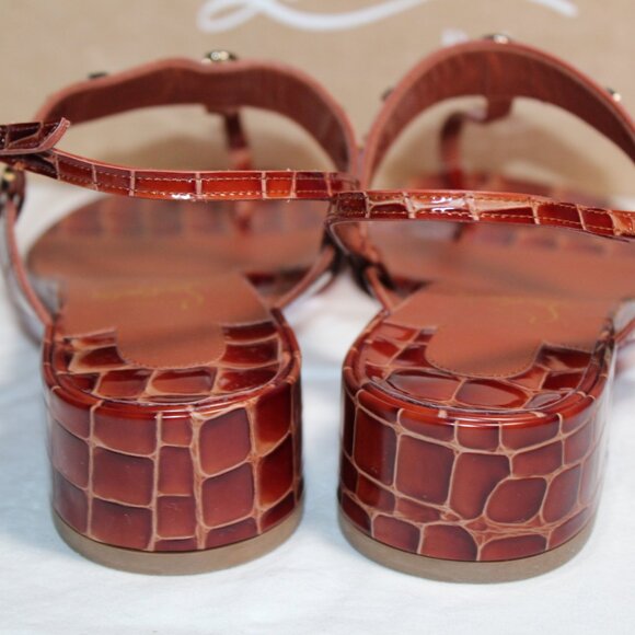 NWOB Christian Louboutin Logo CL Croc Brown Thong MJ Sandals Red Bottom 38.5 - Picture 7 of 9
